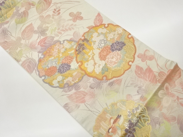 JAPANESE FUKURO OBI / WOVEN FLORAL PLANTS